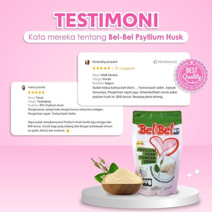 

Bel-Bel Psyllium Husk Powder Murni Fiber Drink 300 Gr - Belbel Tinggi Serat Melancarkan Pencernaan Kontrol Kolesterol & Gula Darah Halal BPOM RI weight protein
