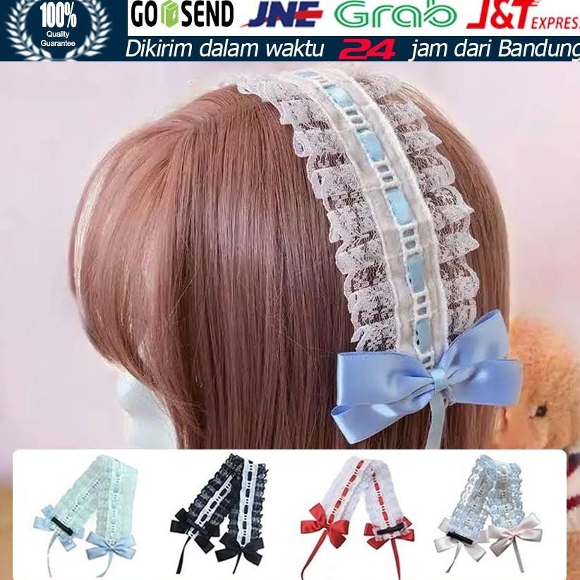 Bando Cosplay Maid Lolita Renda Handmade / Aksesoris Rambut Cantik untuk Pesta Halloween & Hadiah An