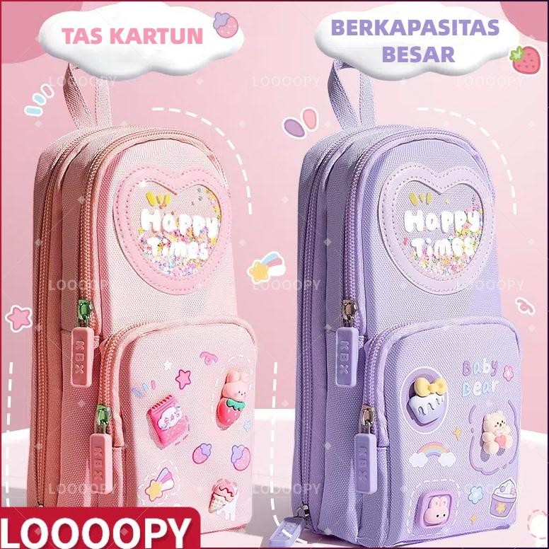 

LOOOOPY 3D Anak Tempat Pensil Kotak Pensil Anak Sekolah Pencil Case Hiasan Glitter Karakter Tas Lucu Perempuan