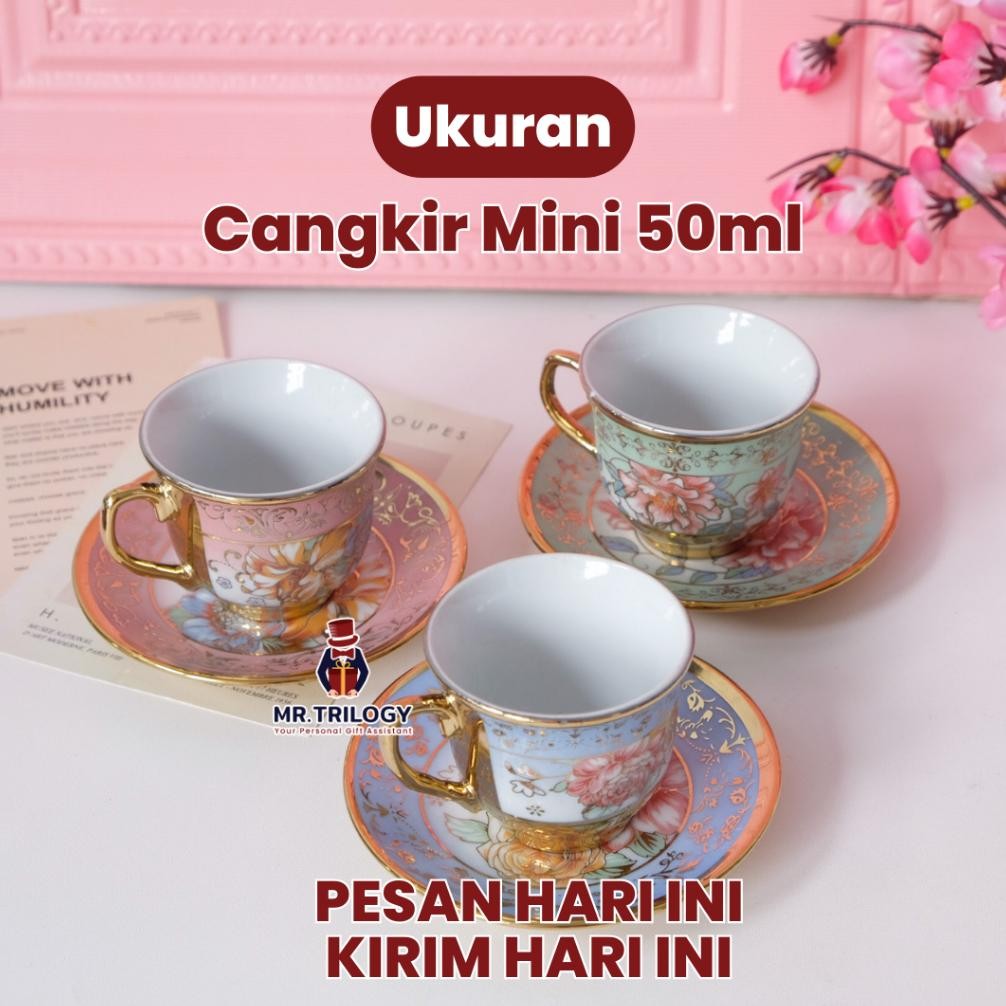 KLJ Cangkir Teh Set Keramik Piring Tatakan Kecil Gelas Kopi Gaya Eropa TERLARIS