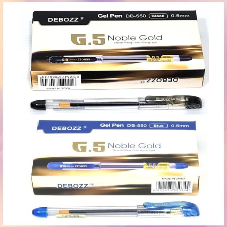 

[1 Lusin/ 12 Pcs] Pulpen Bolpen Gel Pen Debozz NobleGold DB-550 Hitam Biru 0.5mm DiM