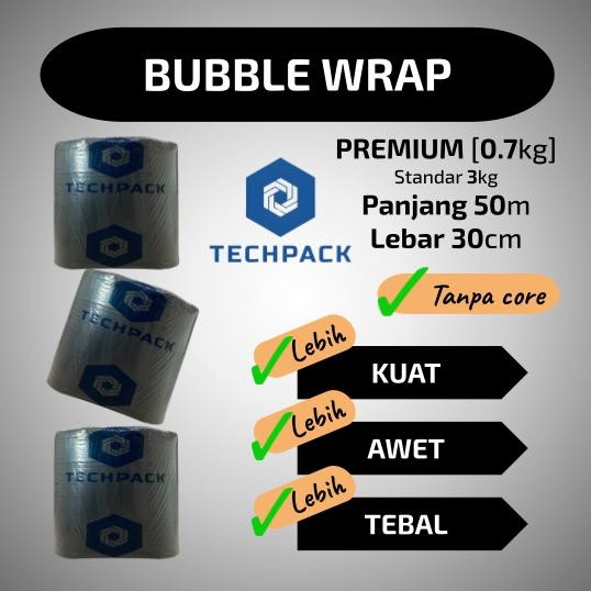 

Plastik Bubble Wrap Roll Hitam 30 cm x 50 m Premium Tebal 30cm x 50m TECHPACK Babel Bubblewrap Buble DiM