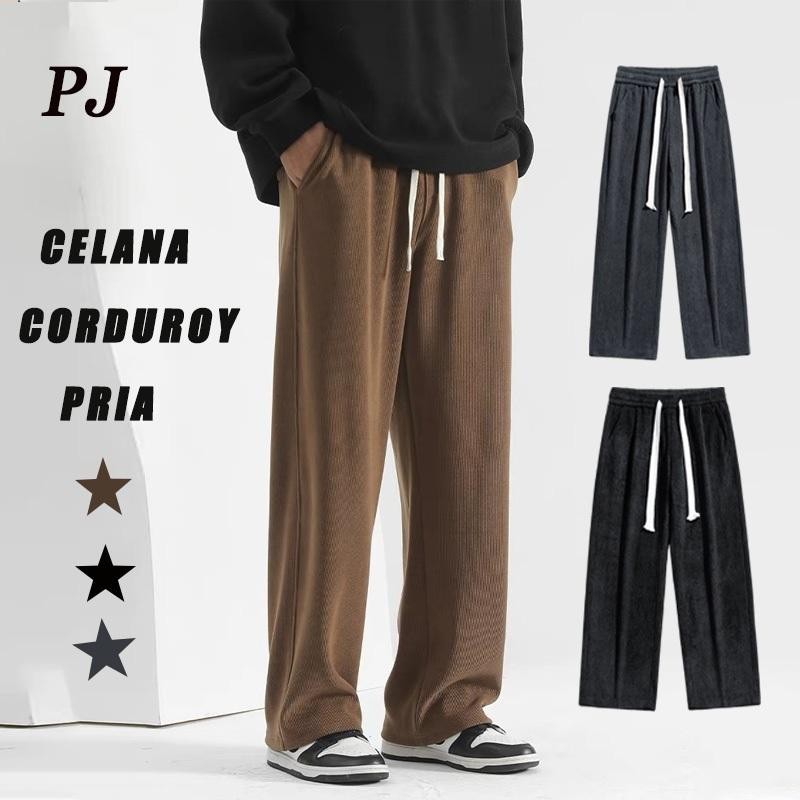 Celana Corduroy Pria Jumbo Big Size M-5Xl Corduroy Pants Pria Tebal Celana Panjang Pria Corduroy Gom
