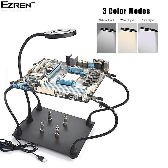 

Sale Ezren Te-808 Kaca Pembesar Led 3 Color Warna Lampu Univesal Clamp