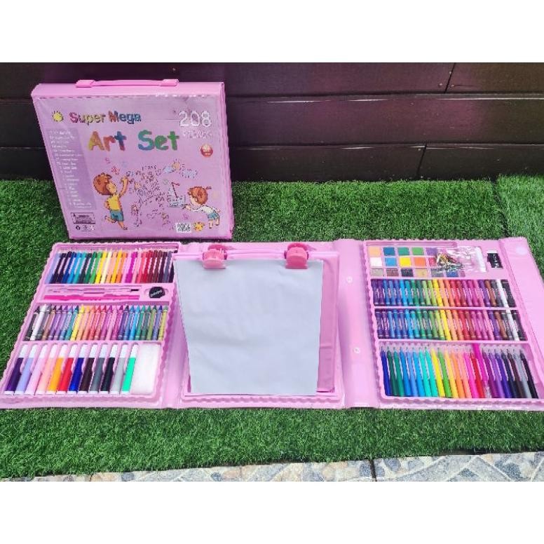 

super mega art set isi 208 pcs crayon set menggambar viral