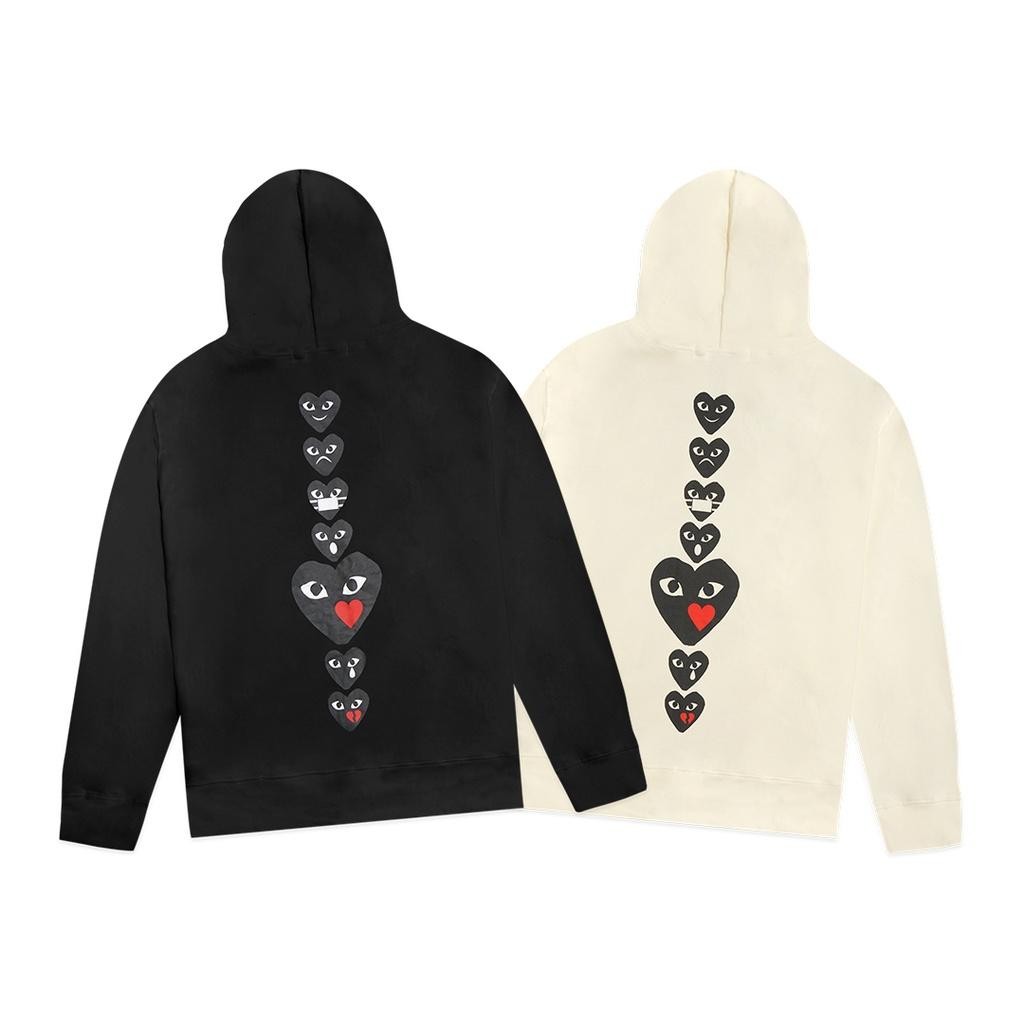 Cdg Play Vertical Holiday Emoji Zip-Up Hoodie Terlaris Best Quality 100% Original
