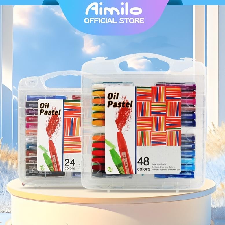 

[READY] Aimilo Oil Pastel Crayon 24/36/48 Warna Crayon Set Krayon Minyak Anti Air Dan Anti Patah Tidak Beracun