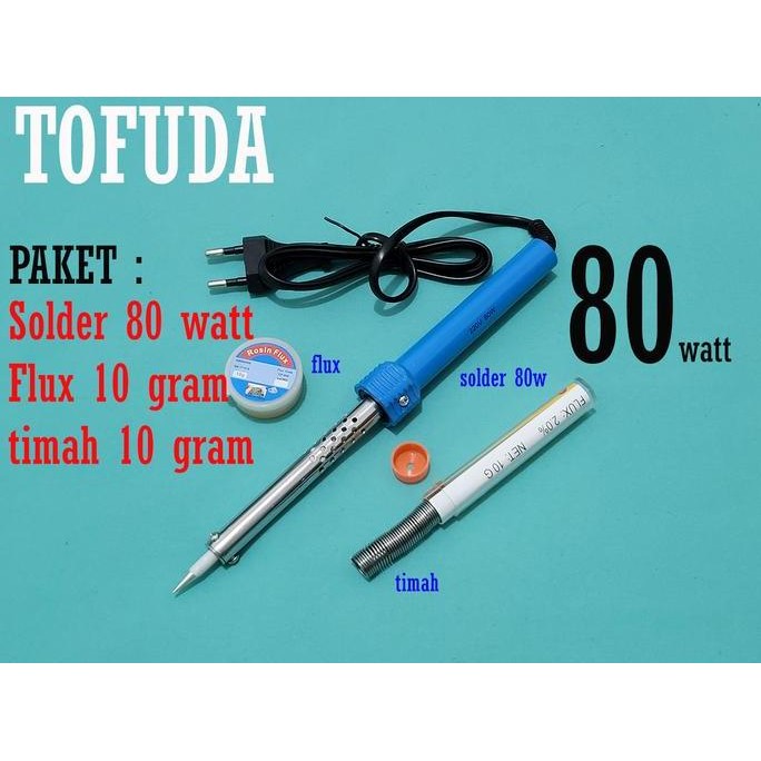 Paket Solder Listrik 80W Tofuda ( Solder 80W + Timah + Flux ) 80 Watt