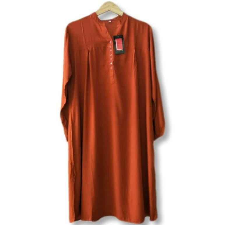 TUNIK KATUN RAYON JUMBO POLOS MERAH BATA terlaris