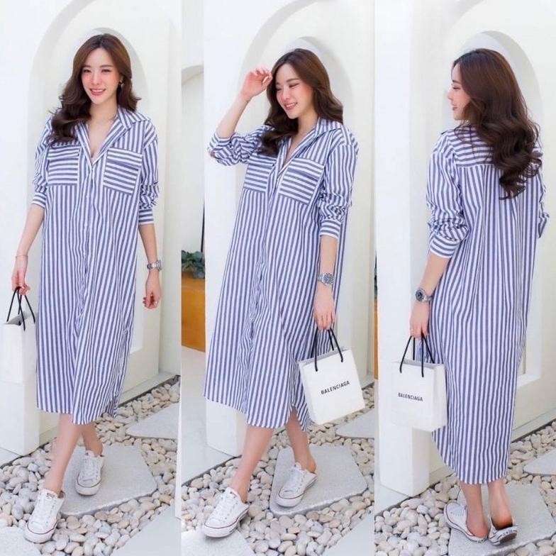 Tunik Kemeja Salur / Tunik Stripe / Tunik Casual terlaris