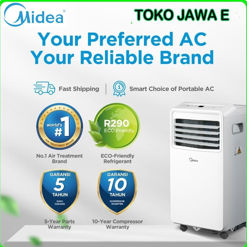 NEW AC PORTABLE MIDEA1/2 PK MIDEA MPHA-05 CRN7 LOW WATT 560W - Garansi 10 Th [terbaik][terlaris]