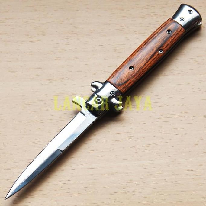 Promo Pisau Lipat Folding Knife Stiletto Stainless Italy 440