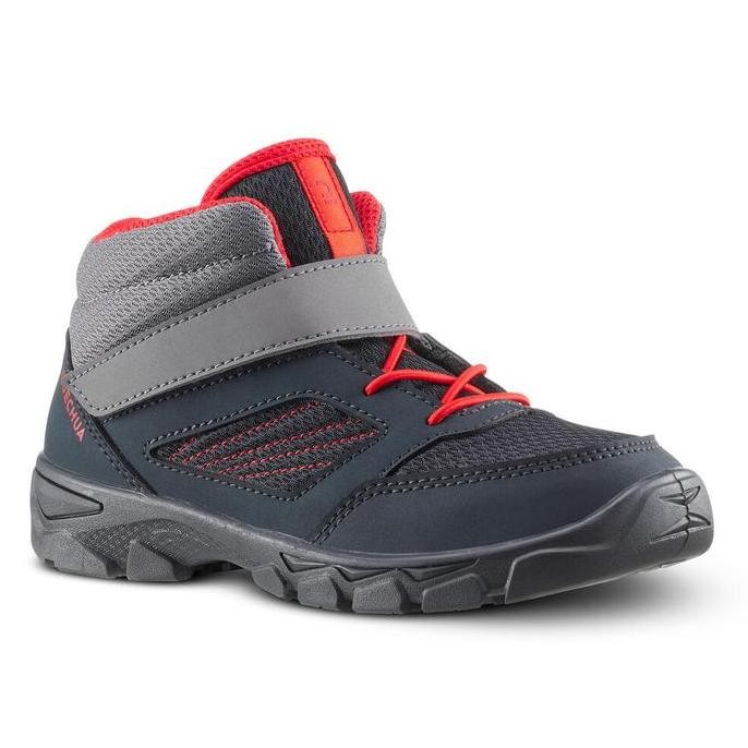 Promo Decathlon Quechua Sepatu Hi Anak Velcro Mh100 Ukuran 24 -33 - Abu-Abu Tua - 8642644