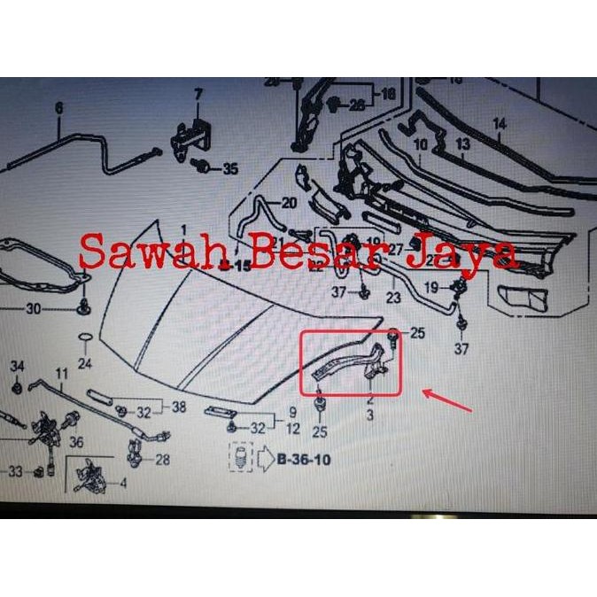 Hood Hinge - Engsel Kap Mesin Kap Motor Depan Honda Jazz S Rs Ge8 2008 2009 2010 2011 2012 2013 Orig