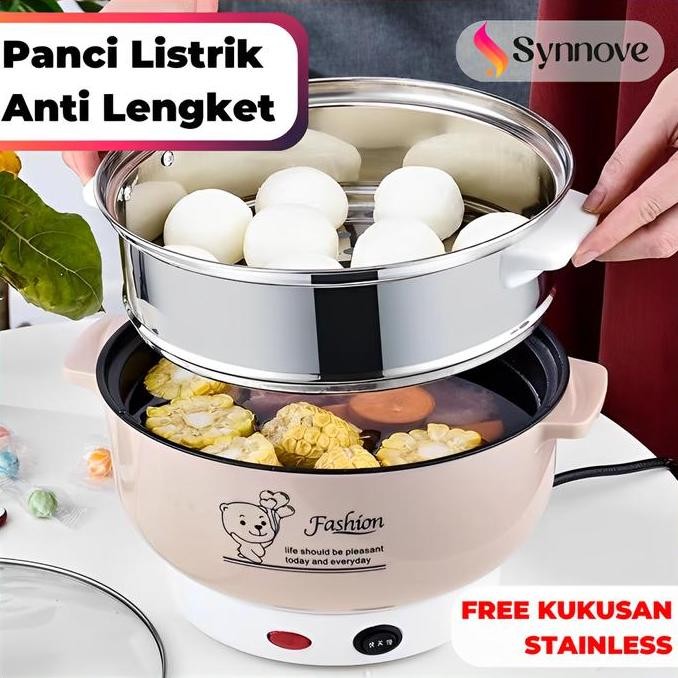 Panci Listrik Serbaguna Free Kukusan Panci Elektrik Multifungsi Steamer Panci Kukus