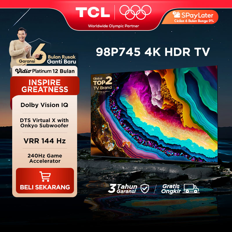 [CUCI GUDANG] TCL 4K Quantum Dot Mini LED Google TV 75 inch C755 - HDR 1300 nits - ONKYO - IMAX Enha