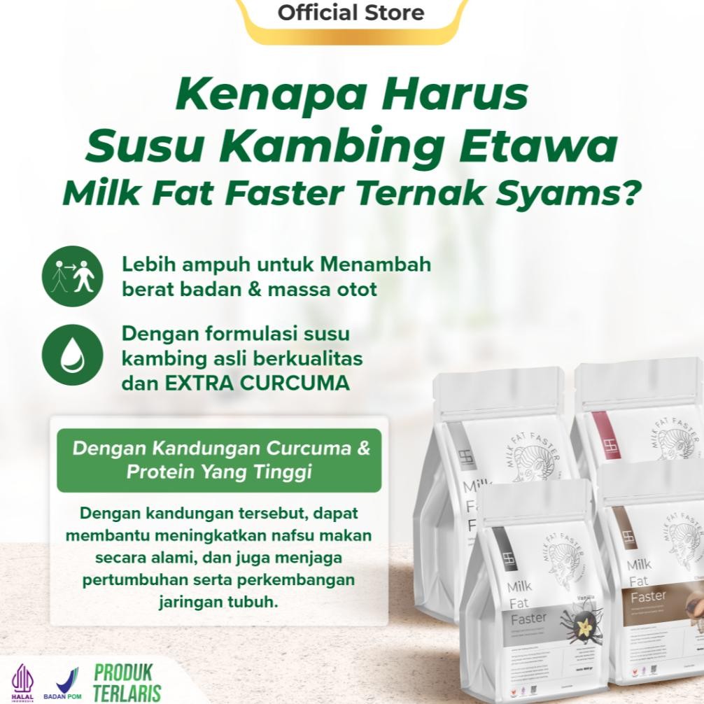 

Ct_C1077 Ternak Syams Milk Fat Faster Rasa Cokelat 1Kg Susu Penambah Berat Badan Ideal Kenaikan Tinggi Nutrisi Gizi Protein Kalori Rendah Gula Kolestrol Suplement Weight Gain Booster Rendah Laktosa Gym Fitnes Masa Otot Alami Natural Whey Curcuma Bpom