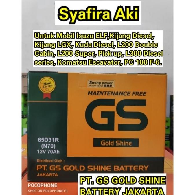 GS MF (AKI KERING) N70 / 65D31R 12V 70Ah Aki Mobil