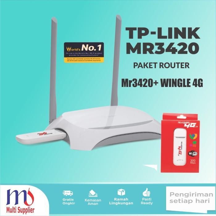 Cn Paket Hotspot Tp Link Tl Mr3420 Dan Modem 4G Telkomsel Lte Usb Modem