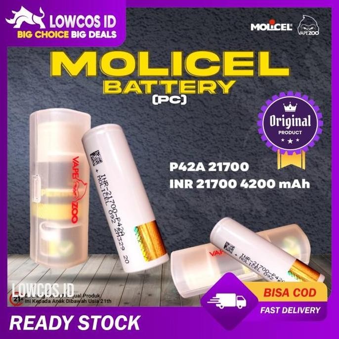 Baterai Molicel Battery ( P42A 21700 ) 4200Mah Authentic 1Pcs