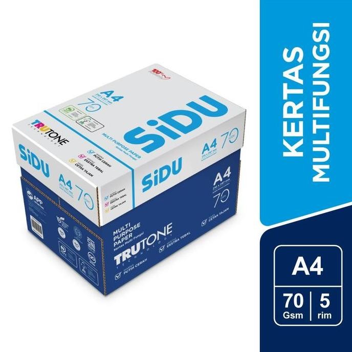 

SiDU Kertas Fotocopy 70 GSM A4 - 1 Boks = 5 Rim