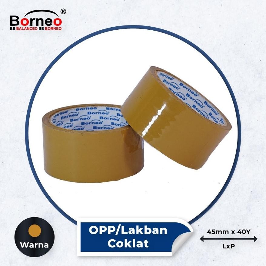 

Premium Borneo Opp Lakban Bening / Coklat 45 Mm X 40 Yard Berkualitas