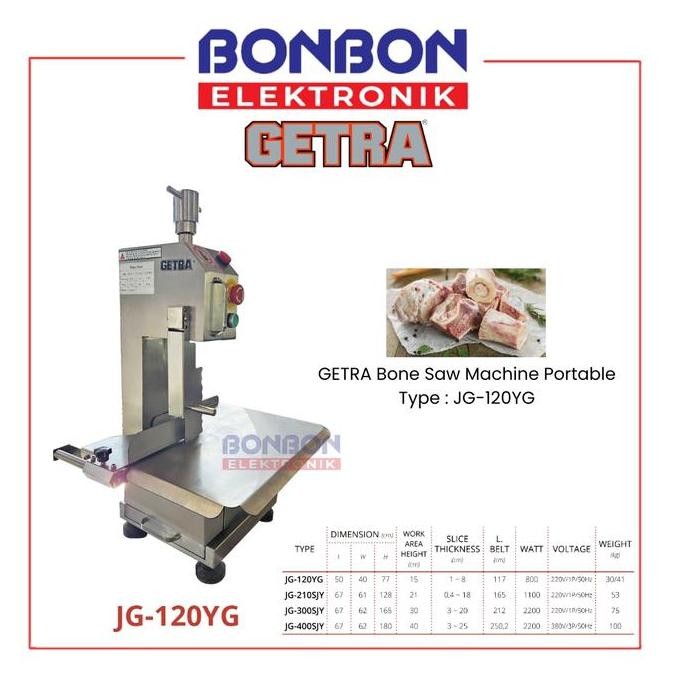 

Terlaris Getra Bone Saw Machine Portable Jg-120Yg - Mesin Pemotong Daging Beku, Ikan Beku & Tulang - Body Stainless Steel