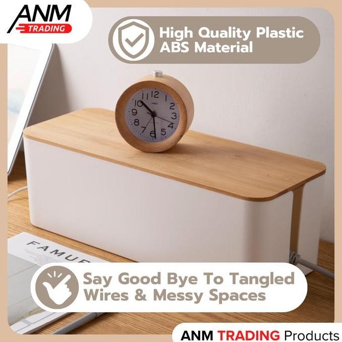 

New Product - Kotak Organizer Cable Tutup Kayu Charger Cable Management Box Wooden Kiarastoreku