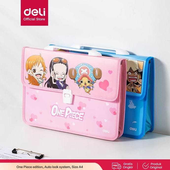 

[SOSHOP] DELI SCHOOL BRIEFCASE / TAS DOKUMEN A4 LUCU KARTUN ONE PIECE EF620