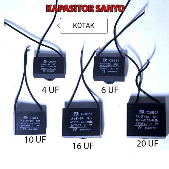 Kapasitor , 12Uf , 12 Uf , Kapasitor , Pompa Air Sanyo , Kotak Co
