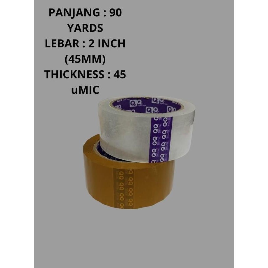 

New Product - Lakban Bening/Coklat 1Slop(6Roll)2Inch 45Mm X 90Yards "Qq" Top Quality Kiarastoreku