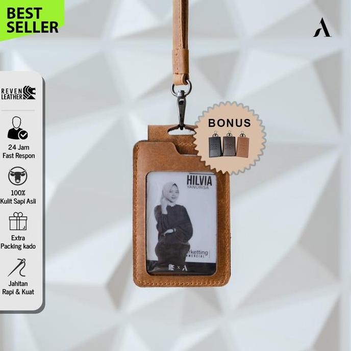 

Id Card Pria Wanita Tag Name Kulit Sapi Asli Reven Lanyard Co