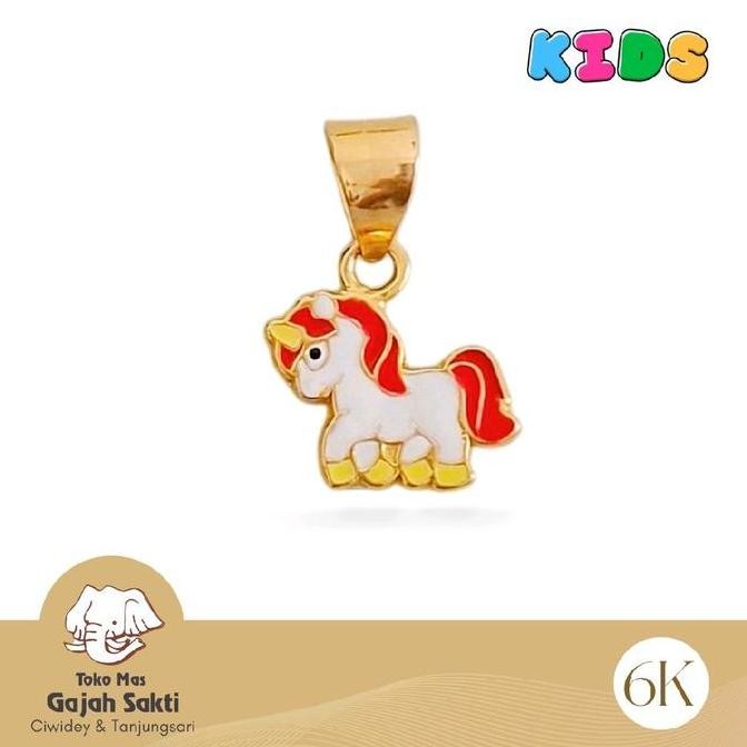 ~ Liontin Karakter Unicorn Anak Emas Kadar (6K) Gajah Sakti Ciwidey Co