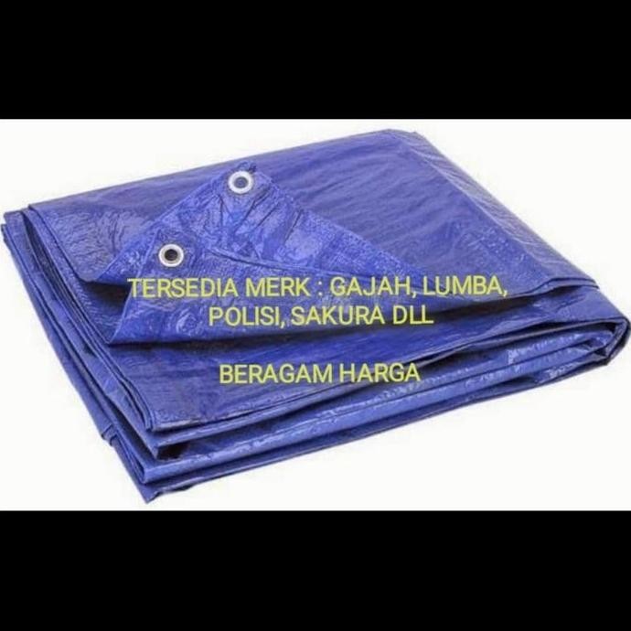 TERBARU - Terpal Plastik 6x10 meter Tenda Biru Cap Lumba Gajah Polisi Sakura