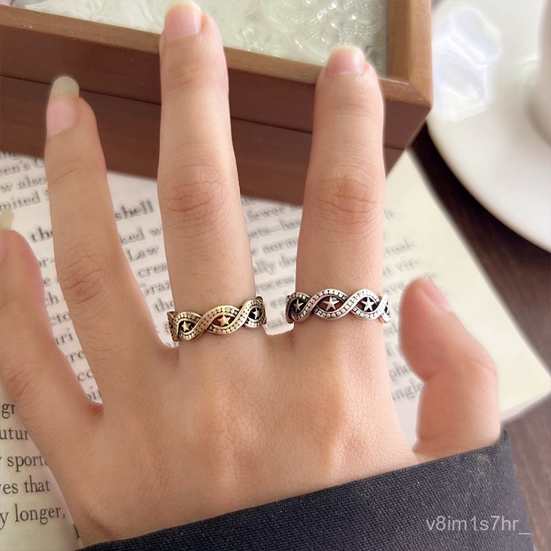925Cincin Perak Kepribadian Perhiasan Tangan Perak Thailand Fashionable Temperamen Unisex Cincin Ter