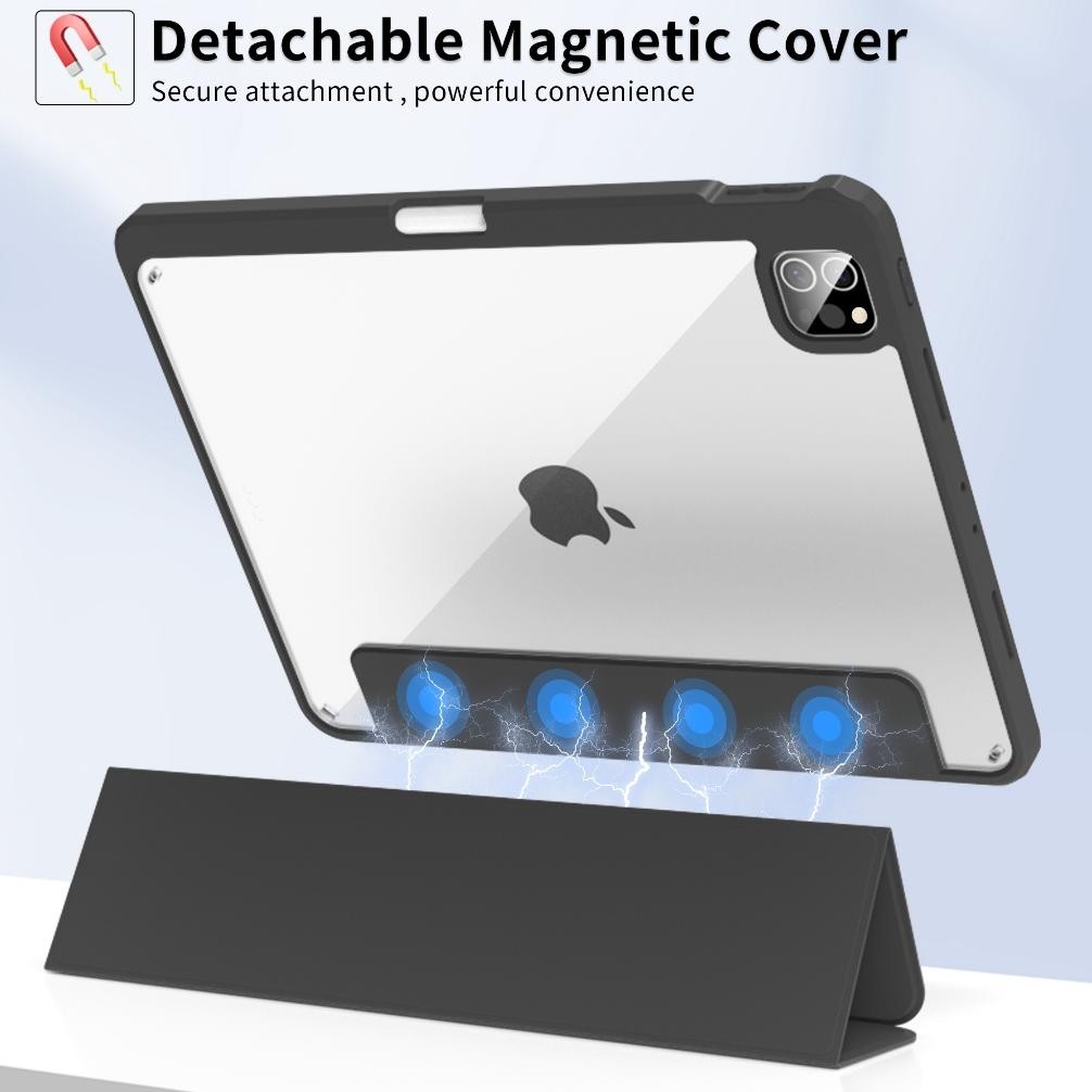 Premium Case Ipad 11 2025 & Ipad Gen 10 2022 10.9 Inch Casing Detachable Cover Transparan Hitam Pink