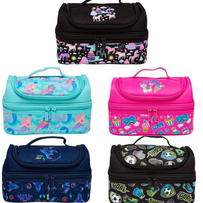 Smiggle Double Decker Lunch Box Tas/Pink/Navy/Unicorn/Mermaid Co