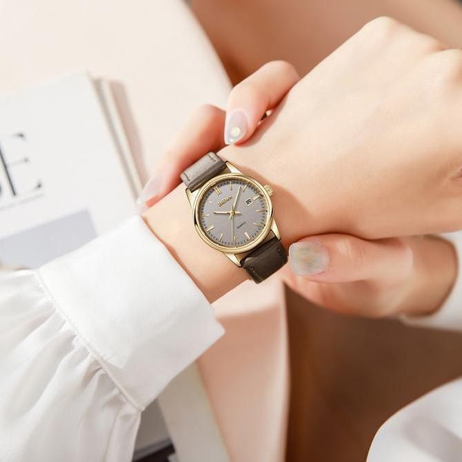 BIDEN Jam Tangan Wanita Original Anti Air Kalender Tali Kulit Korea Jam Tangan Cewek HS