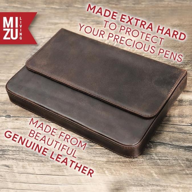 

MIZU TAISAKU Leather HARD Fountain Pen Case 3/6/12 Slots Inspired by Galen Leather Tempat Pen