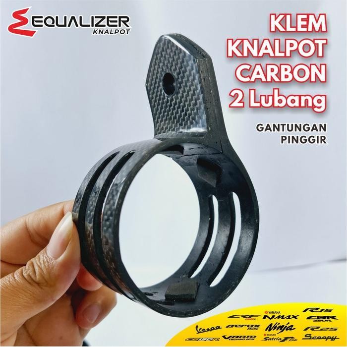 Klem Knalpot Carbon Karbon 2 Tak 2,5 Inch Gantungan Samping Pinggir Ninja R Rr Gantungan Clamp Breke