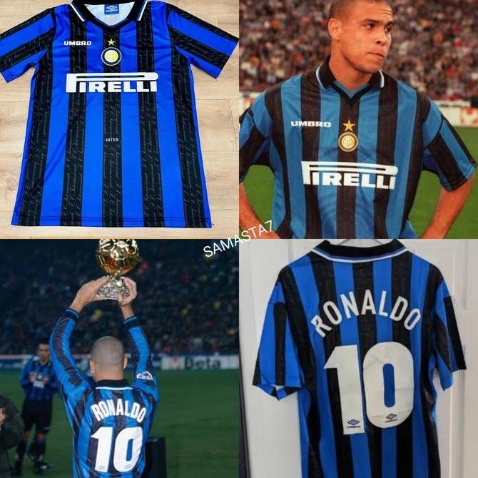 TERLARIS - JERSEY BAJU BOLA RETRO INTER HOME 1996/1997 + NAMESET GRADE ORI