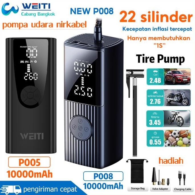 Pompa Ban Electric Weiti 10000Mah Air Pump Inflator Electric Pompa Ban Mobil Sepeda Elektrik Pompa A