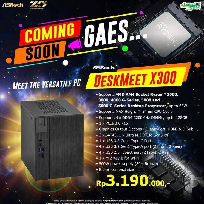 Mini Pc Asrock Deskmeet X300 - Am4 Barebone Only New Stok