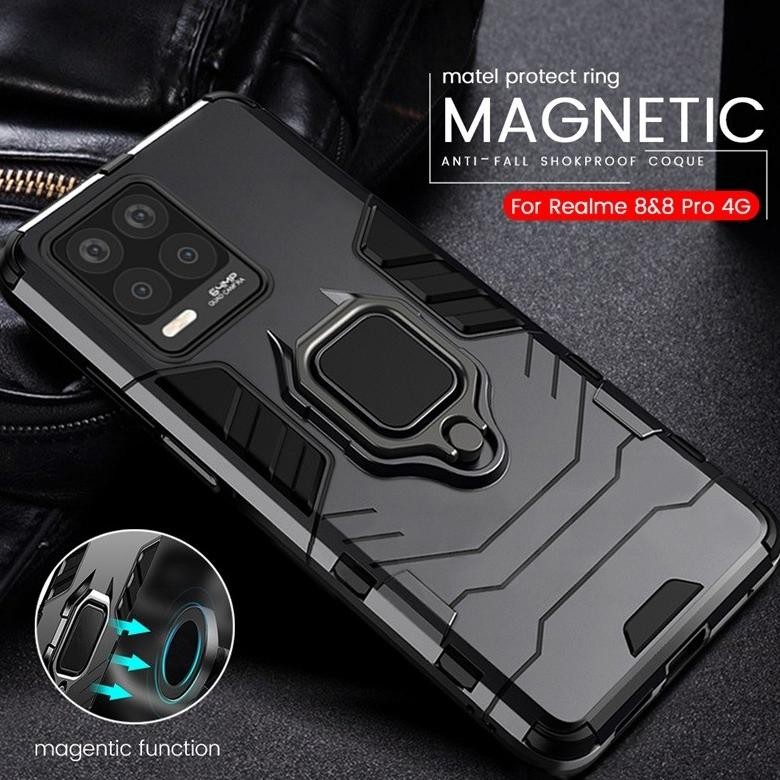 CASE REALME 8 8i 8 PRO 8 5G RUGGED ARMOR ROBOT STANDING IRING CASE MURAH