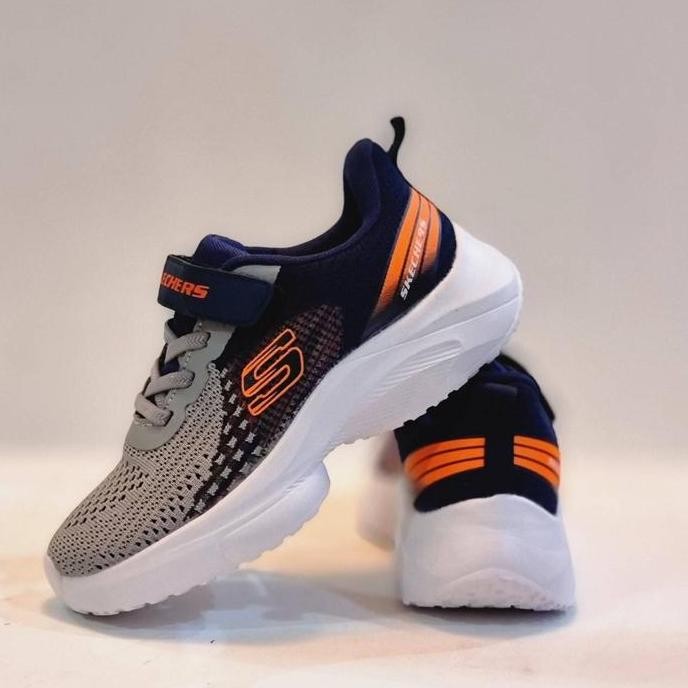 Sepatu Anak Laki Laki Sekolah Skechers Kids Premium Navy Grey / Abu