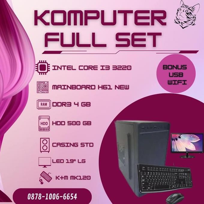Pc Rakitan Intel Core I3 3220 4Gb 500Gb Casing Psu New Usb Wifi New Stok