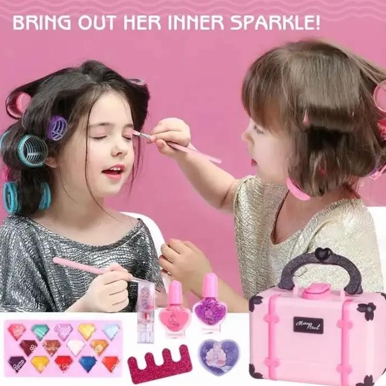 Cod [Cod] 33Pcs Girls Makeup Toys / Kuromi Make Up Asli Anak Set / Lipstik Eye Shadow Safety Kit Mai