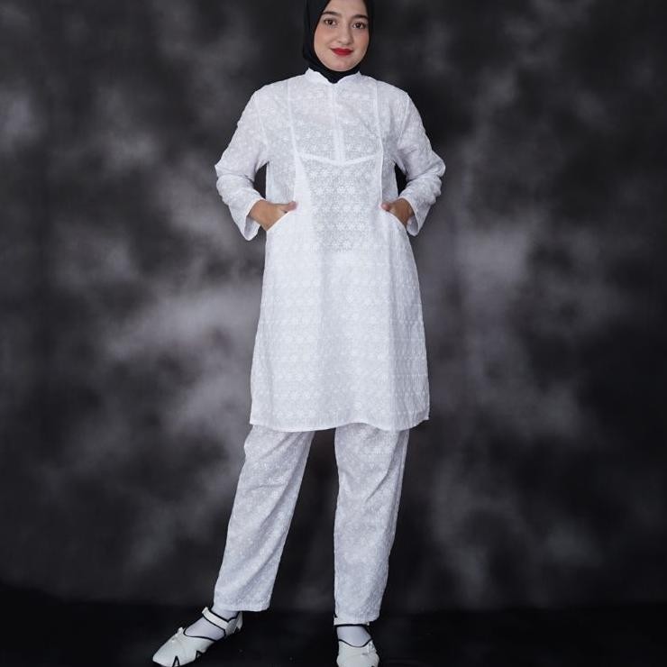 Baju Umroh Wanita Baju Ihram Wanita Setelan Tunik Putih