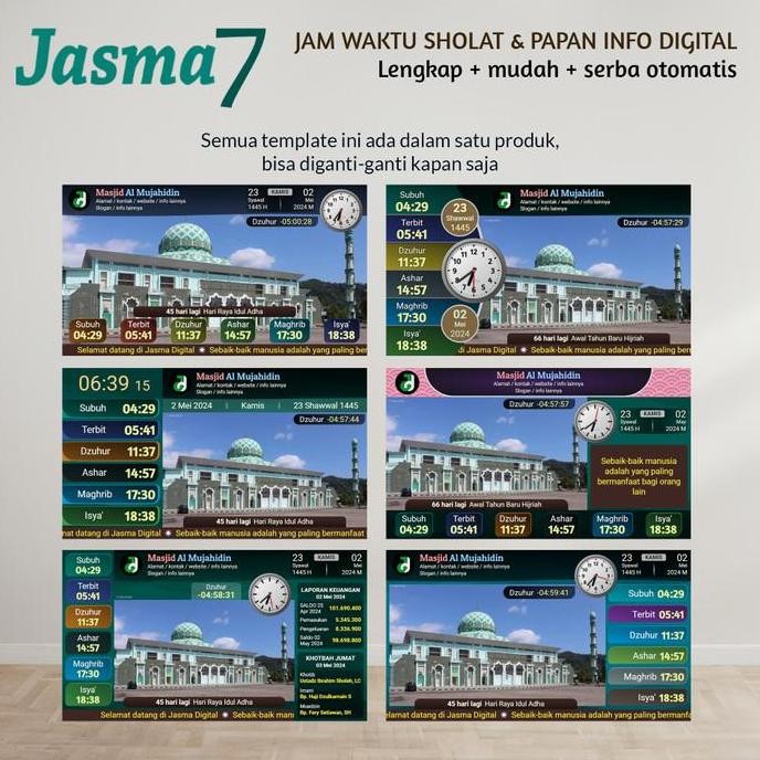 Jam Waktu Sholat Masjid Digital Otomatis Jasma 7 New Stok