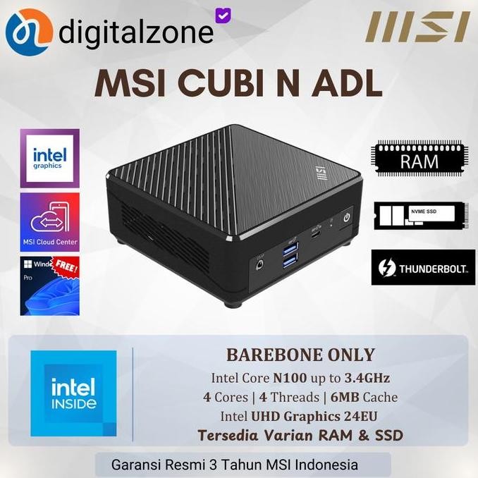 Msi Cubi N Adl Intel N100 - Mini Pc Intel N100 - Mini Pc Msi Cubi N100 New Stok